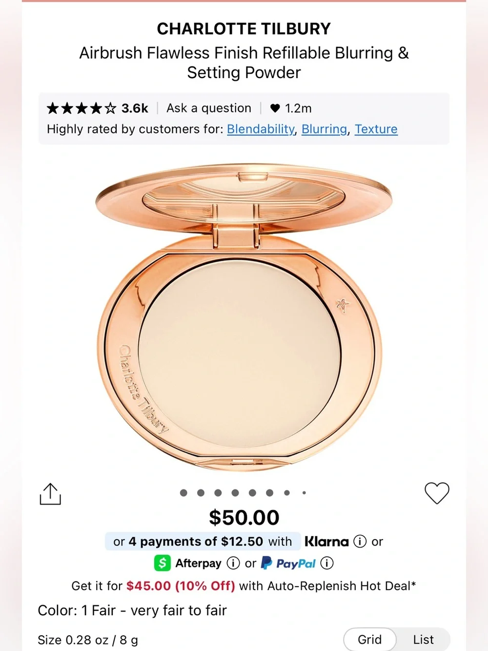 Charlotte Tilbury Airbrush Flawless Finish Setting Powder - Fair